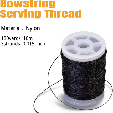 Archery Bowstring Serving Thread and Jig Set Nylon String Maintenance Accessories for Tying Peep Sight Compound Bow Recurve Black -