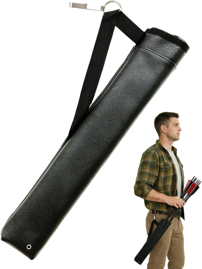 Archery Arrow Quiver Hip Tube with 2-Tubes and Belt Clip Lightweight for Youth Carbon Wooden Crossbow