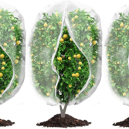 3Pcs Plant Covers from Insects, Bird Netting Barrier for Blueberry Bushes with Drawstring Zipper Mesh Garden Fruit Tree Bags Plants Net Cage Protect Tomato Vegetable Citrus, 3.3×5Ft - 3.3×5Ft/ 3pcs/