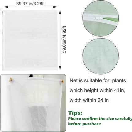 3Pcs Plant Covers from Insects, Bird Netting Barrier for Blueberry Bushes with Drawstring Zipper Mesh Garden Fruit Tree Bags Plants Net Cage Protect Tomato Vegetable Citrus, 3.3×5Ft - 3.3×5Ft/ 3pcs/