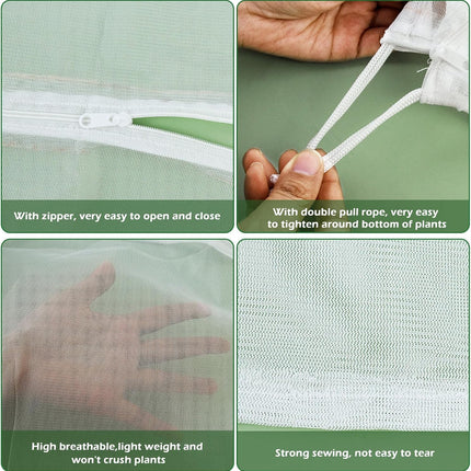 3Pcs Plant Covers from Insects, Bird Netting Barrier for Blueberry Bushes with Drawstring Zipper Mesh Garden Fruit Tree Bags Plants Net Cage Protect Tomato Vegetable Citrus, 3.3×5Ft - 3.3×5Ft/ 3pcs/