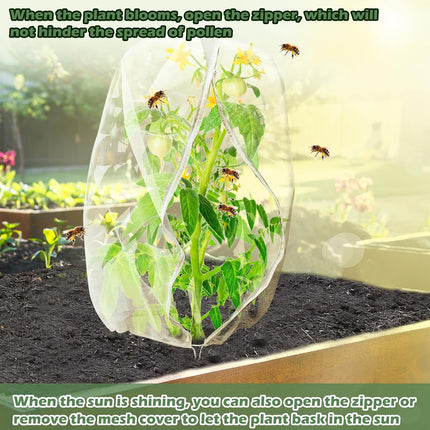3Pcs Plant Covers from Insects, Bird Netting Barrier for Blueberry Bushes with Drawstring Zipper Mesh Garden Fruit Tree Bags Plants Net Cage Protect Tomato Vegetable Citrus, 3.3×5Ft - 3.3×5Ft/ 3pcs/