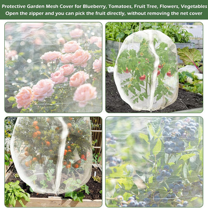 3Pcs Plant Covers from Insects, Bird Netting Barrier for Blueberry Bushes with Drawstring Zipper Mesh Garden Fruit Tree Bags Plants Net Cage Protect Tomato Vegetable Citrus, 3.3×5Ft - 3.3×5Ft/ 3pcs/