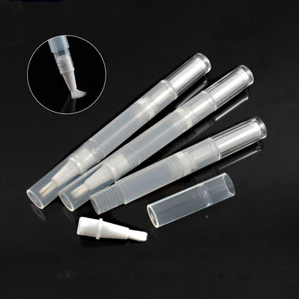 20 PCS Cuticle Oil Pens Transparent Twist Cosmetic Container Empty Nail Pen With Brush Tip Lip Gloss Refillable Eyelash Growth Liquid Tube 10 Transfer Pipettes 2 Stickers white-20 -