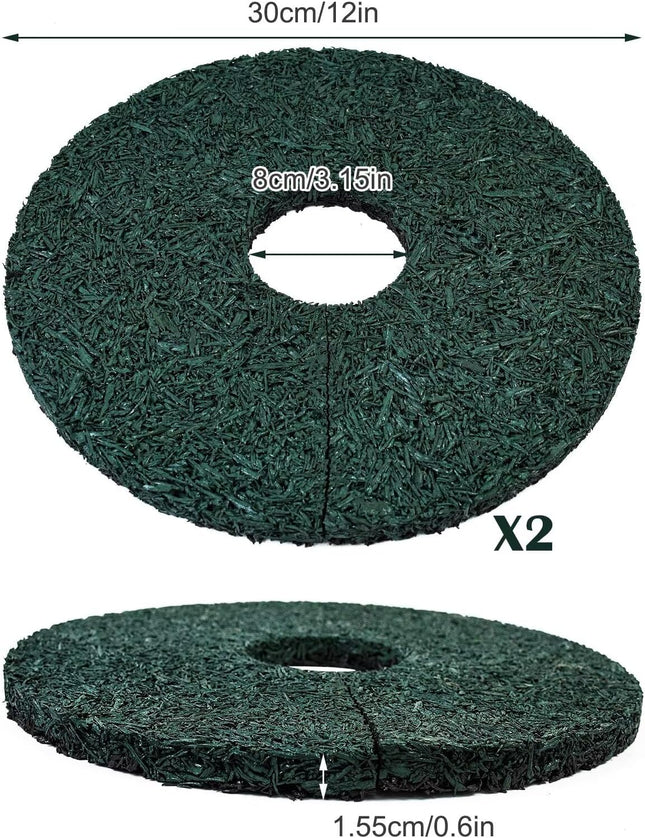 2pcs Double Side Rubber Tree Mulch Ring 12In Heavy Duty Recycled Mat Natural Look Root – product detail