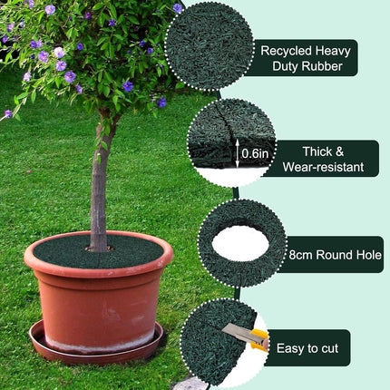 2pcs Double Side Rubber Tree Mulch Ring, 12In Heavy Duty Recycled Mat Natural Look Root Protector Reversible Round Ring for Prevent Animal Dig, (Green Brown) Green-2 -