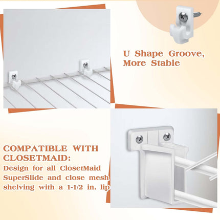 4pcs 12Inch Wire Shelf Brackets Set, Metal White Closet Support Bracket with End & Clips Hidden Wall Shelving Accessories for Shelves Racks (Shelf not Include) - 4 pack end bracket