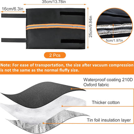 2Pcs Outdoor Faucet Covers for Winter Freeze Protection, Reusable Insulated Hose Bib Cover with Reflect Strip Waterproof Miser Water Insulation Socks Wrap Outside Garden Spigot Pipe -