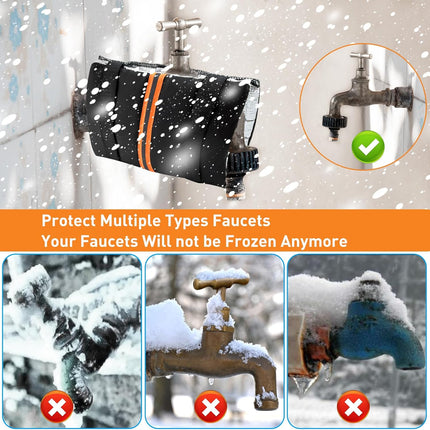 2Pcs Outdoor Faucet Covers for Winter Freeze Protection, Reusable Insulated Hose Bib Cover with Reflect Strip Waterproof Miser Water Insulation Socks Wrap Outside Garden Spigot Pipe -