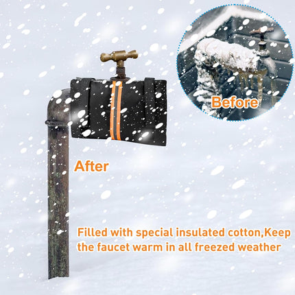 2Pcs Outdoor Faucet Covers for Winter Freeze Protection, Reusable Insulated Hose Bib Cover with Reflect Strip Waterproof Miser Water Insulation Socks Wrap Outside Garden Spigot Pipe -