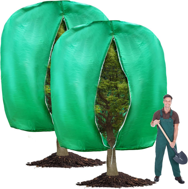 2pcs Huge Plant Covers Freeze Protection 95 x83 Winter Tree Cover with Zipper Drawstring Thickened