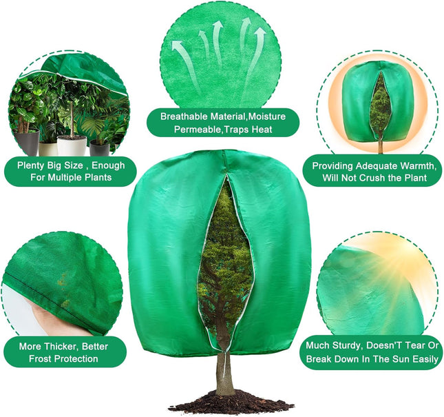 2pcs Huge Plant Covers Freeze Protection 95 x83 Winter Tree Cover with Zipper Drawstring Thickened – product detail