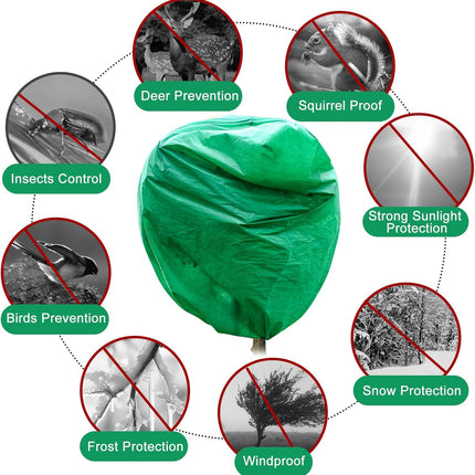 2pcs Huge Plant Covers Freeze Protection, 95"x83" Winter Tree Cover with Zipper Drawstring Thickened Frost Blanket Cloth Outside Plants Wrap Bag Garden for Potted Shrubs Flower Fruit