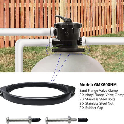 GMX600NM Noryl Flange Valve Clamp 8 to 8.5 inch,Compatible with Hayward S144T Pro Series Above Ground In Pool Sand Filter,For models S164T S166T S180T S210T S210S S220T S220T2 S230T S244T -