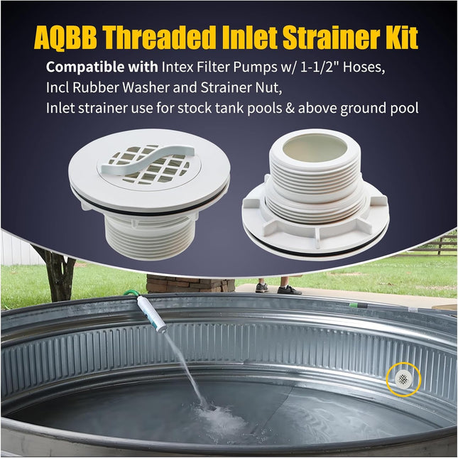 Threaded Inlet Strainer Kit Compatible with Intex Filter Pumps w/1-1/2 Hoses Incl Rubber Washer and – product detail