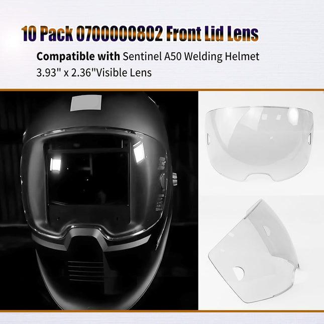 10 Pack 0700000802 Clear Front Cover Lens Compatible with Sentinel A50 Welding Helmet 3.93 x – product detail