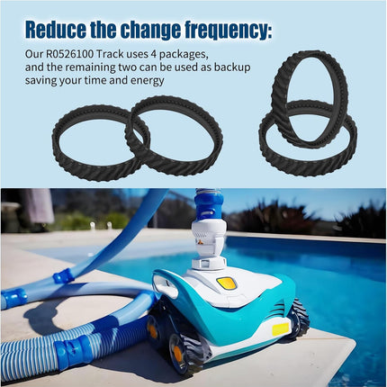 4PCS Pool Cleaner Tracks R0526100 Compatible with Zodiac MX8 / MX6 Elite Models In-Ground Sweeper, Heavy Duty Rubber Tires Baracuda Cleaners, Treads -