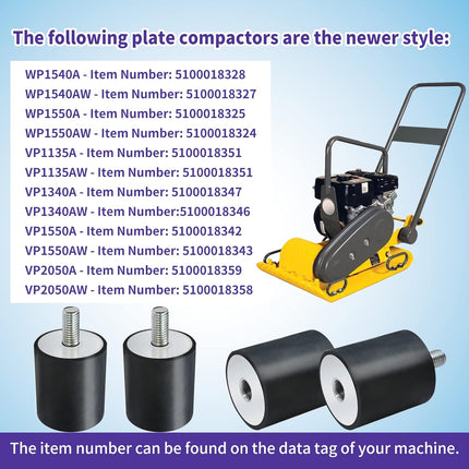 4 Pack New Upgrade Tamper Rubber Shock Mount Compatible with Wacker Neuson Plate Compactor Rammer WP1540 WP1550 VP1135 VP1340 VP1550 VP2050, Vibration Isolators/Shock Absorber 5100016316 -