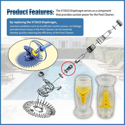 2 Pack X73010 Pool Cleaner Diaphragm Compatible with Zodiac Baracuda X7 Quattro、T5 Duo Cleaner,Pool Dura Life Replacement -