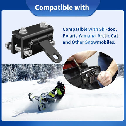 Universal Snowmobile Bumper Hitch Tongue Type Tow Carrier Compatible with Ski Doo Polaris REV Arctic Cat Yamaha and More, Adjustable Heavy-Duty Steel Sled Trailer Towing Hook -