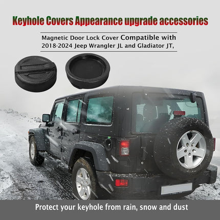Magnet Keyhole Covers Compatible with Jeep Wrangler JL 4XE JK and Gladiator JT Front Door 2018-2025, Strong Magnetic Decor Cover, Gas Cap Key Hole Cover Doors Lock Protection -