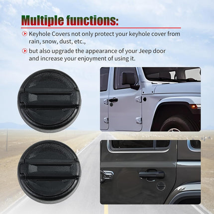 Magnet Keyhole Covers Compatible with Jeep Wrangler JL 4XE JK and Gladiator JT Front Door 2018-2025, Strong Magnetic Decor Cover, Gas Cap Key Hole Cover Doors Lock Protection -