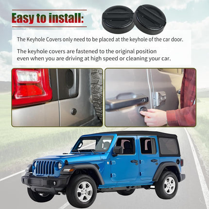 Magnet Keyhole Covers Compatible with Jeep Wrangler JL 4XE JK and Gladiator JT Front Door 2018-2025, Strong Magnetic Decor Cover, Gas Cap Key Hole Cover Doors Lock Protection -