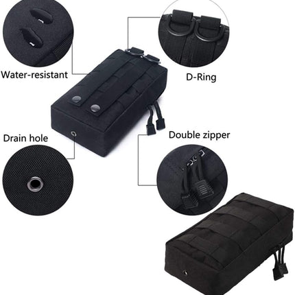 2 Pack Molle Pouches - Tactical Compact Water-Resistant Utility Gadget Gear EDC Pouch Hanging Waist Bags Black