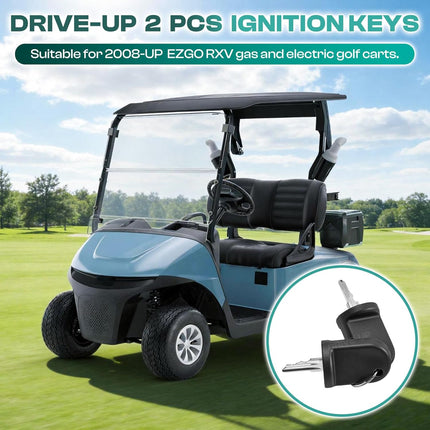 Ignition Key Switch W/2 Keys for EZGO Electric RXV 2008-Up, OEM 605637 605946 609680 (Set of 2 Keys) Set -