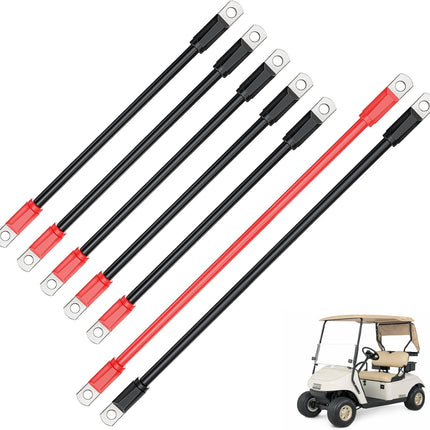 Golf Cart Battery Cables Set, 4 Guage for EZGO TXT/Medalist 1994-Up 36V 48V Models, Pure Copper Wire Kit 36V/48V - set of 7