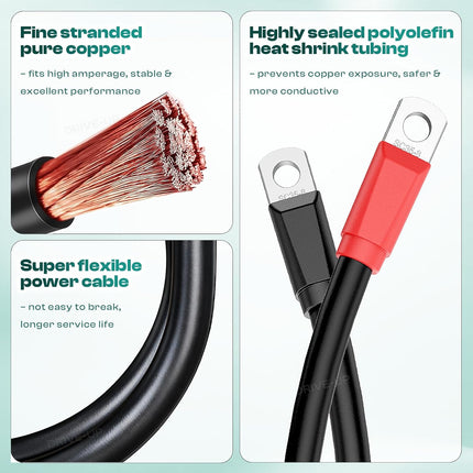 Golf Cart Battery Cables Set, 4 Guage for EZGO TXT/Medalist 1994-Up 36V 48V Models, Pure Copper Wire Kit 36V/48V - set of 7