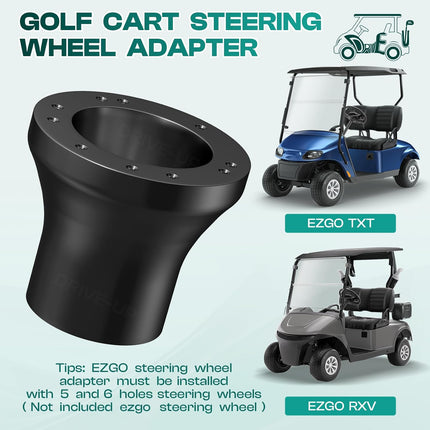 Golf Cart Steering Wheel Adapter, EZGO Adapter for TXT and RXV Models-Black -