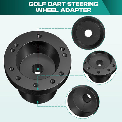 Golf Cart Steering Wheel Adapter, EZGO Adapter for TXT and RXV Models-Black -