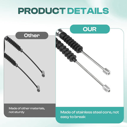 Club Car DS Brake Cable Kit Stainless Steel Core 2000-Up 102022101 Driver & Passenger Side Cables -