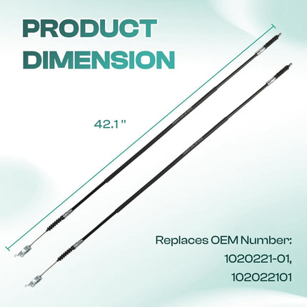 Club Car DS Brake Cable Kit Stainless Steel Core 2000-Up 102022101 Driver & Passenger Side Cables -