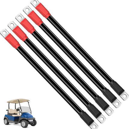 Club Car DS Battery Cables, Golf Cart Cables for 1995-Up Carts 48V 4 Gauge (Set of 5) -