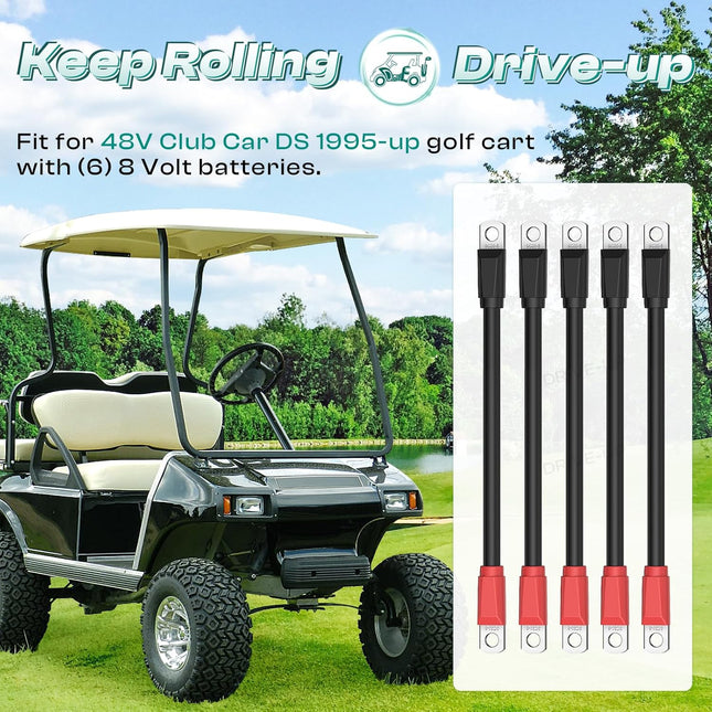Club Car DS Battery Cables Golf Cart Cables for 1995-Up Carts 48V 4 Gauge (Set of 5) – product detail