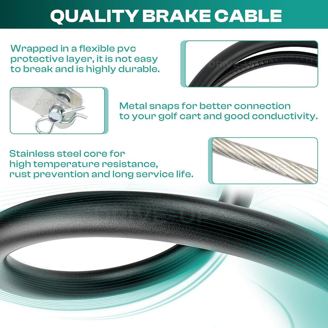 2PCS Club Car Precedent Brake Cable Stainless Steel Core Driver & Passenger Side 2004 Plus G & E Golf Cart – product detail