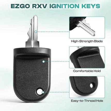 Golf Cart Ignition Keys Suitable for 2008-Up EZGO RXV, 10 PCS -