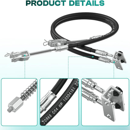 EZGO TXT Brake Cables, Cable Kit Passenger and Driver Side Stainless Steel Core Fits for 1994-2008 Marathon Medalist Golf Carts, OEM 70969-G03 -