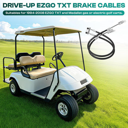 EZGO TXT Brake Cables, Cable Kit Passenger and Driver Side Stainless Steel Core Fits for 1994-2008 Marathon Medalist Golf Carts, OEM 70969-G03 -