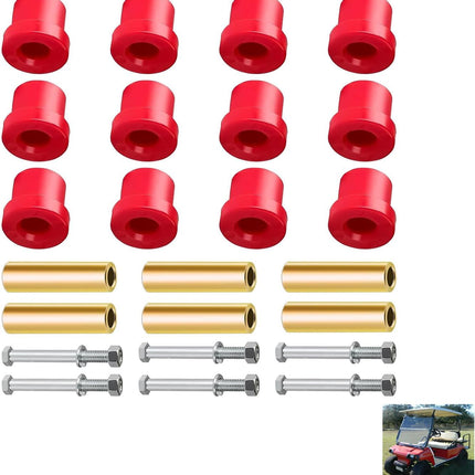 Golf Cart Bushings Kit for Club Car DS, Rear Spring Red Polyurethane Sleeves and Screw Set DS 1992-Up Gas Electric Models OEM 1015583 1012303 8755 -