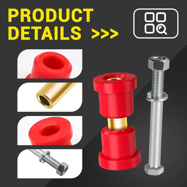 Golf Cart Bushings Kit for Club Car DS Rear Spring Red Polyurethane Sleeves and Screw Set DS 1992-Up Gas – product detail