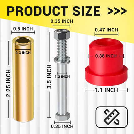 Golf Cart Bushings Kit for Club Car DS, Rear Spring Red Polyurethane Sleeves and Screw Set DS 1992-Up Gas Electric Models OEM 1015583 1012303 8755 -