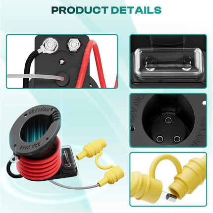 48V Club Car Charger Receptacle Plug for DS Modes, Golf Cart Charging Port with Cord and OEM 101828901 101802101 -