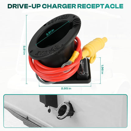 48V Club Car Charger Receptacle Plug for DS Modes, Golf Cart Charging Port with Cord and OEM 101828901 101802101 -