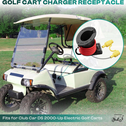 48V Club Car Charger Receptacle Plug for DS Modes, Golf Cart Charging Port with Cord and OEM 101828901 101802101 -