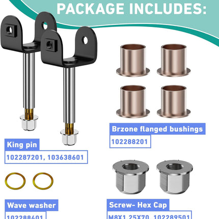 Club Car Precedent Kin Pin, Golf Cart Front End King Pin Repair Kit for 2004-Up Gas and Electric Carts, Replaces OEM 102287201 103638601 103638801 -