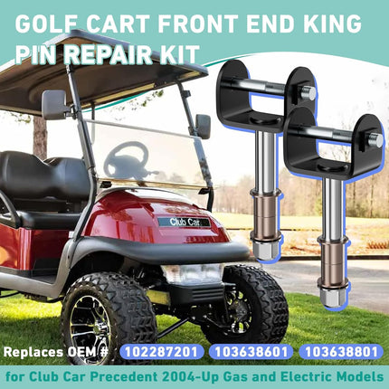 Club Car Precedent Kin Pin, Golf Cart Front End King Pin Repair Kit for 2004-Up Gas and Electric Carts, Replaces OEM 102287201 103638601 103638801 -