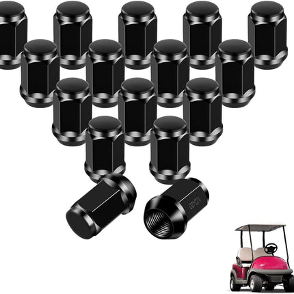 Golf Cart Wheel Lug Nuts, Chrome Nuts for EZGO Club Car Gas and Electric Models, 16 Packs (1/2-20 Size, Silver/Black Modified Style), Replaces OEM 1010984 14723-G1 Black -